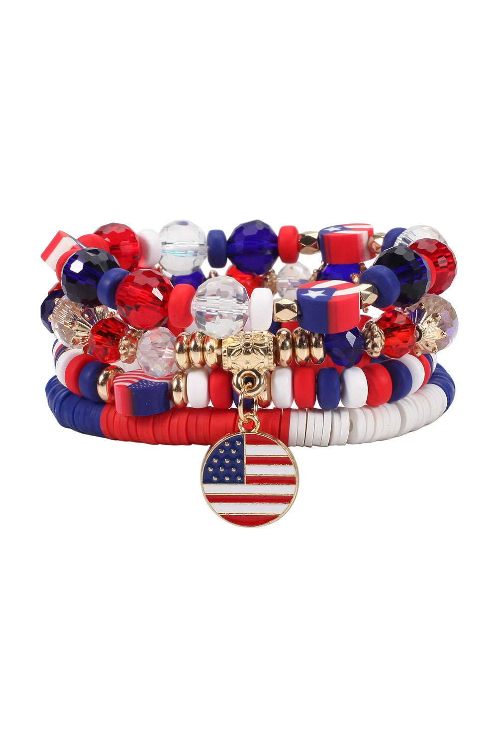 Fiery Red 4th of July Beaded Multilayered Bracelet