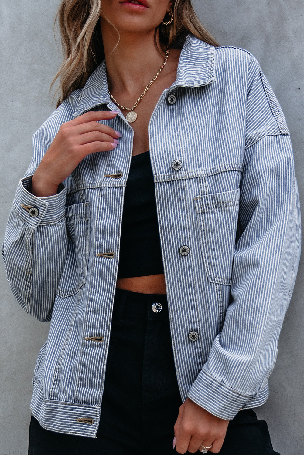 Wild Wind Washed Oversize Pocketed Denim Jacket