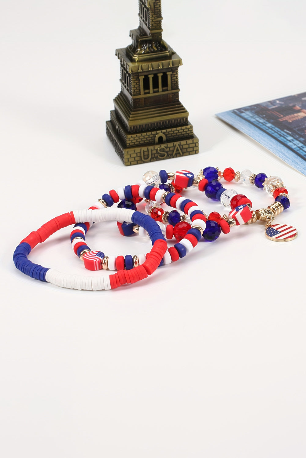 Fiery Red 4th of July Beaded Multilayered Bracelet