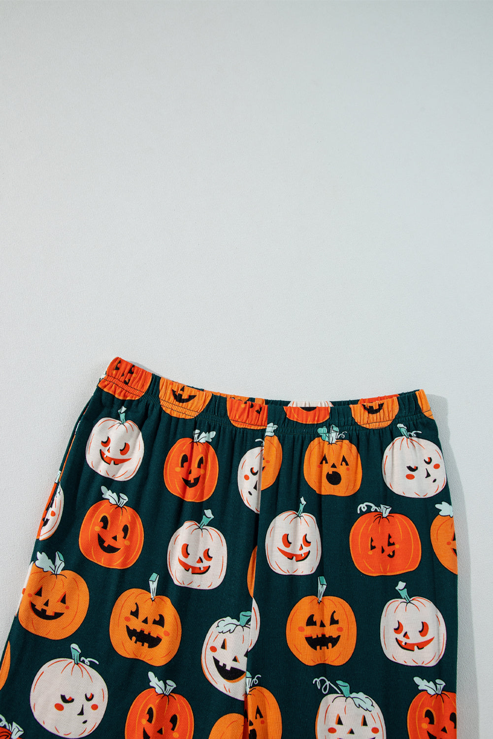 Black Halloween Pattern Short Sleeve Shirt Pajama Set