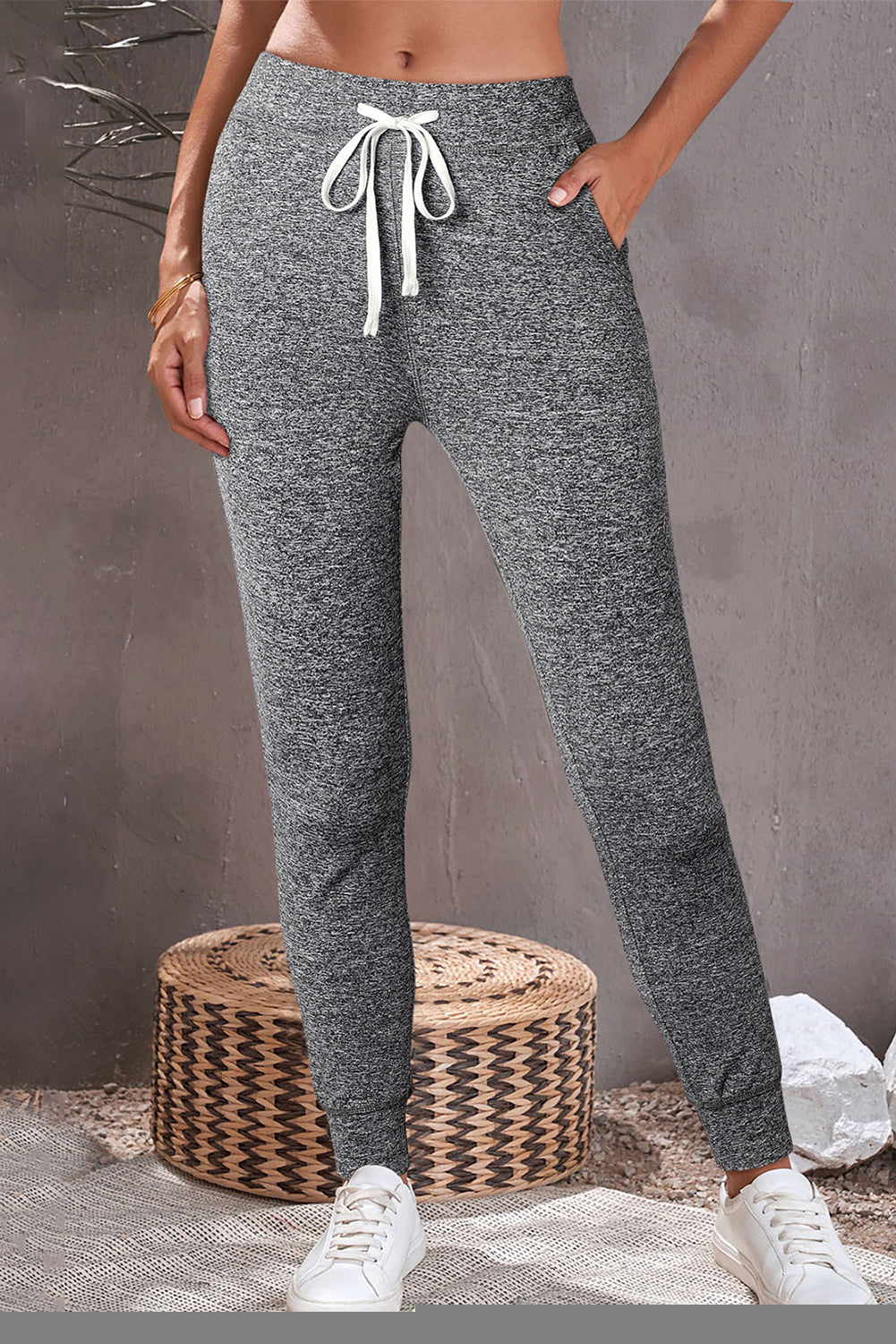 Black Drawstring Waist Pocketed Joggers