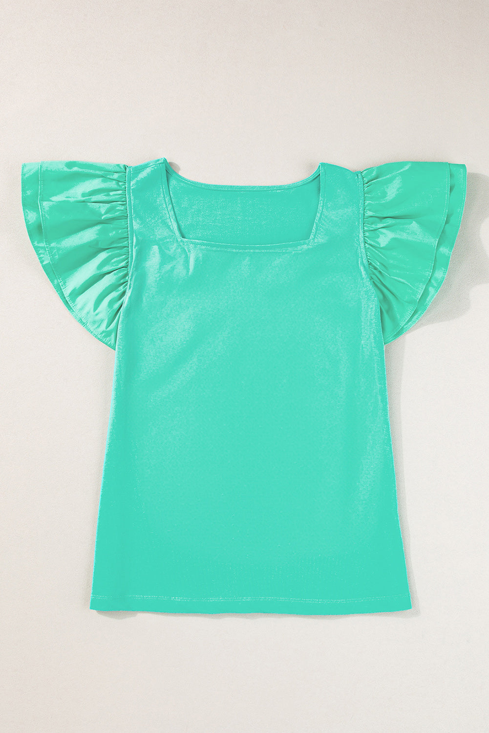 Mint Green Flutter Sleeve Square Neck Top