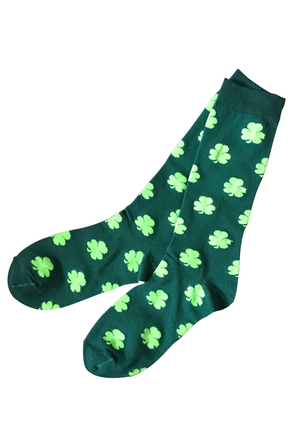 Dark Green St Patrick’s Clover Print Tube Socks