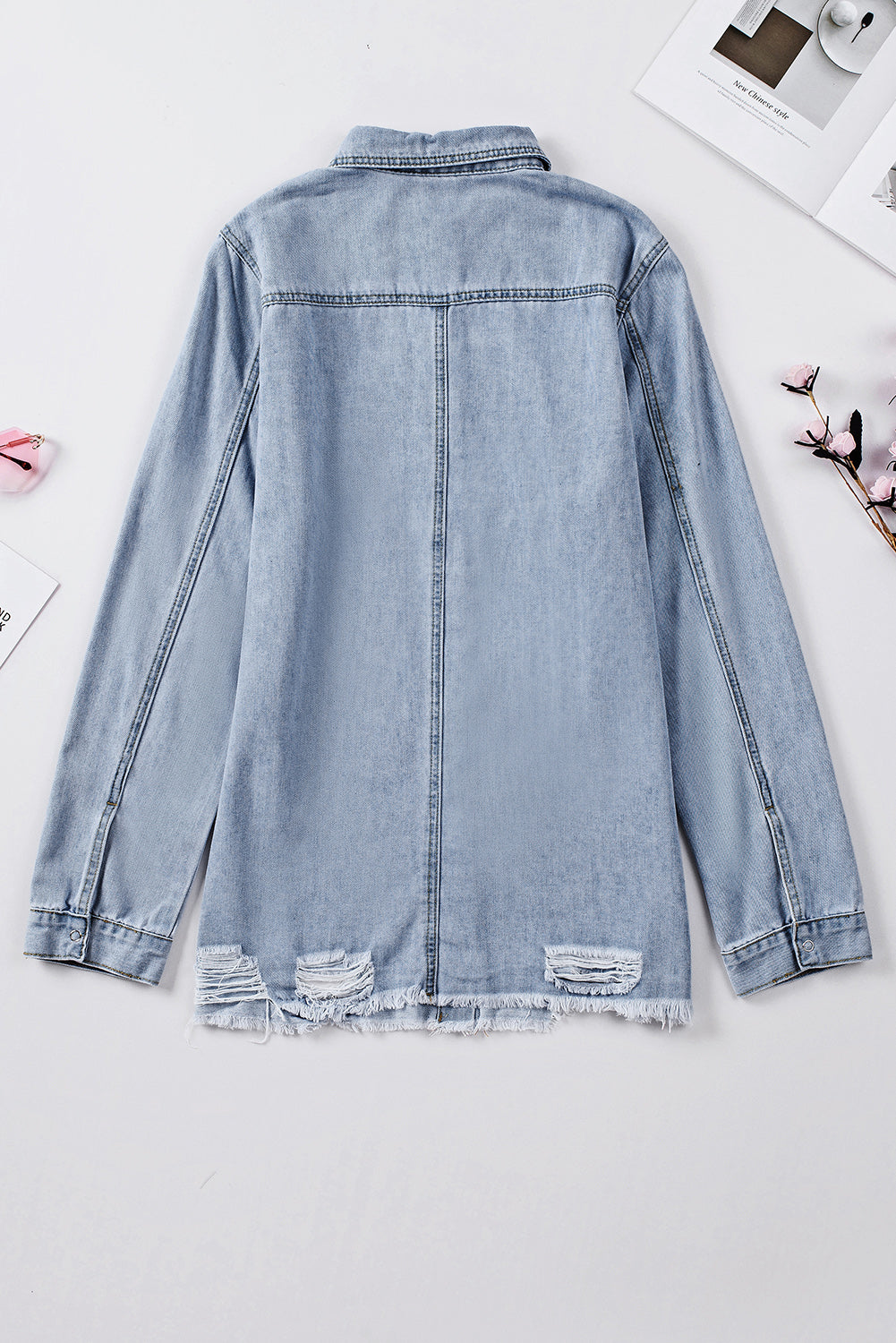 Blue Ripped Denim Jacket