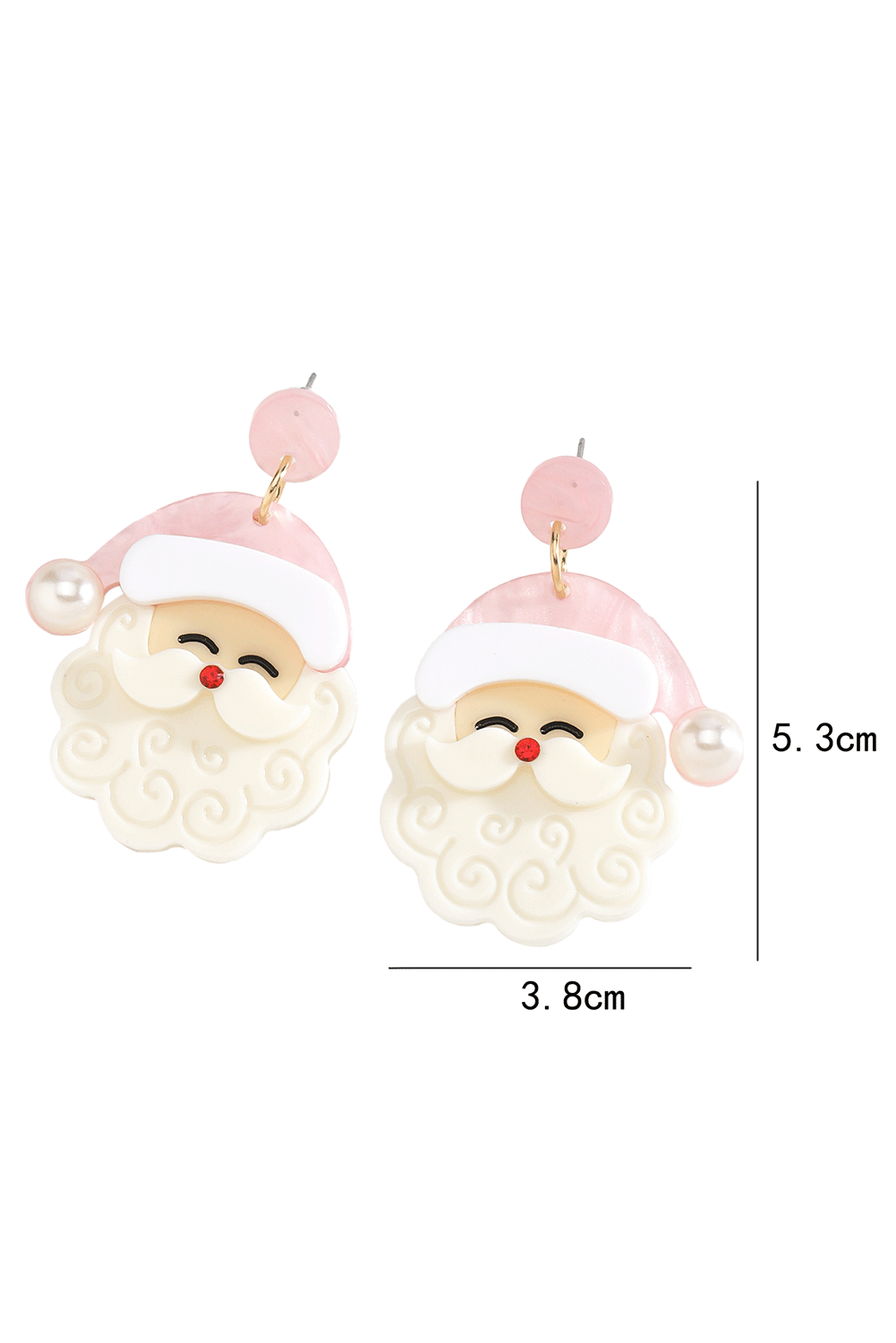 Fiery Red Bright Pearl Decor Cute Father Christmas Earrings