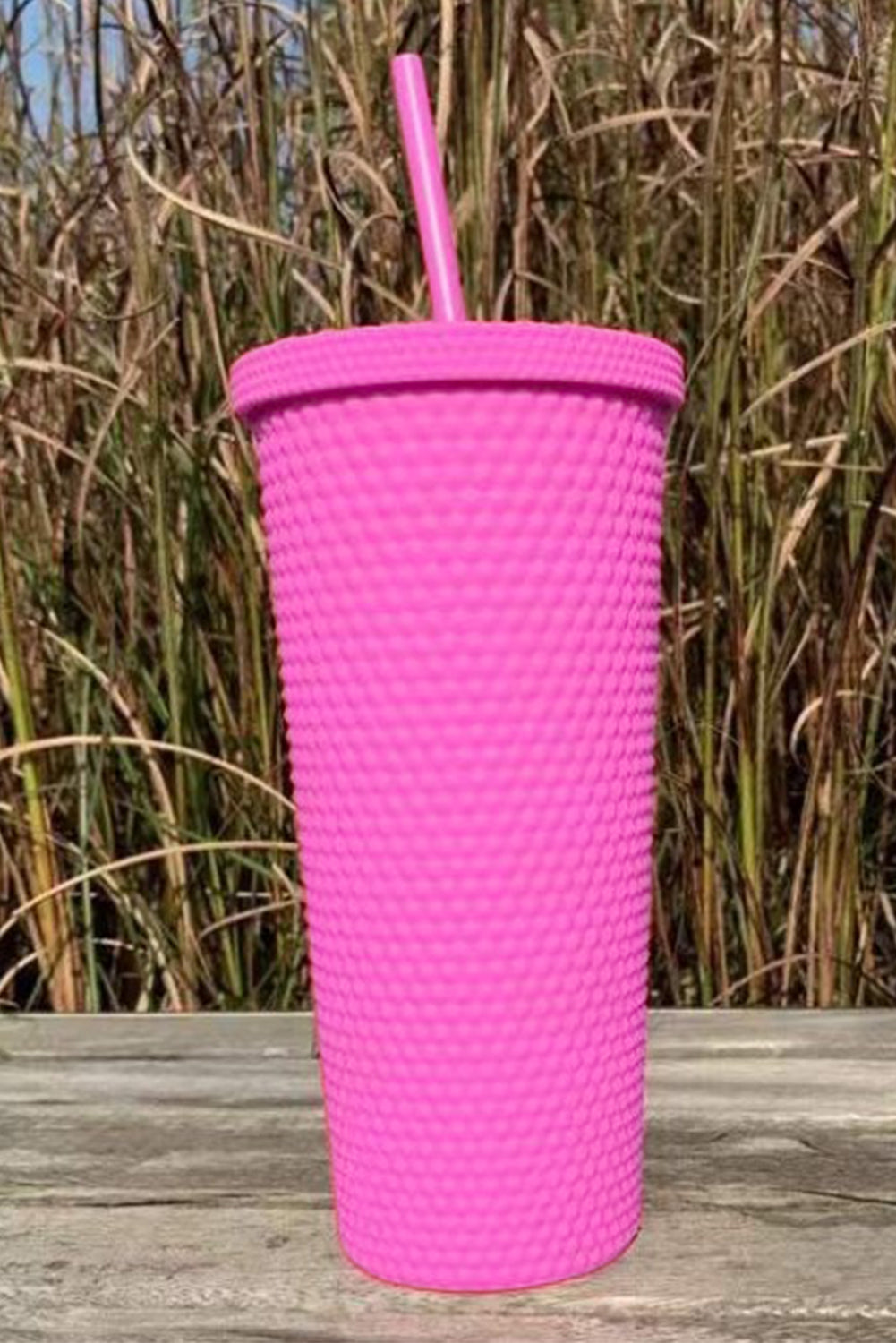 Matte Finish Diamond Textured Shell with Lid and Straw Tumblers