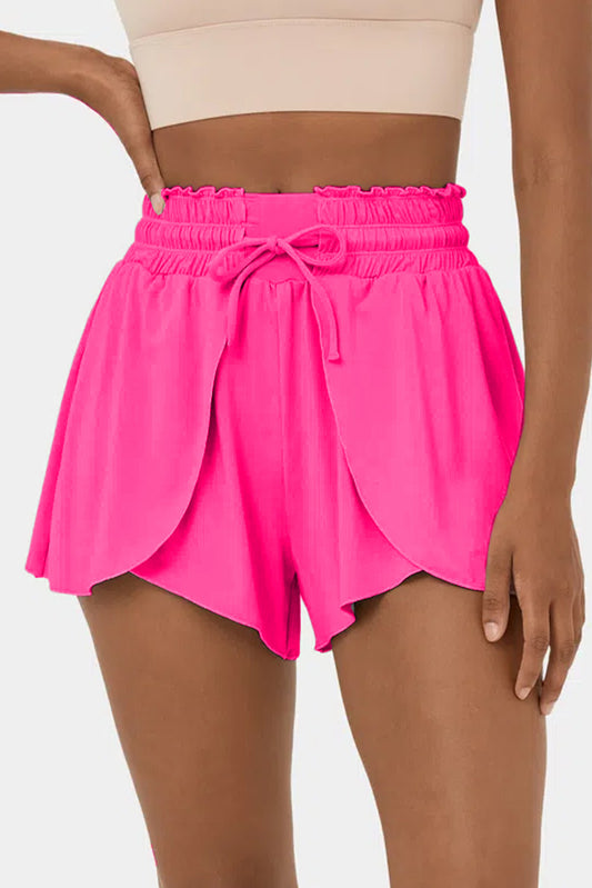 Dark Grey Frilly High Waist Petal Wrap Swim Shorts