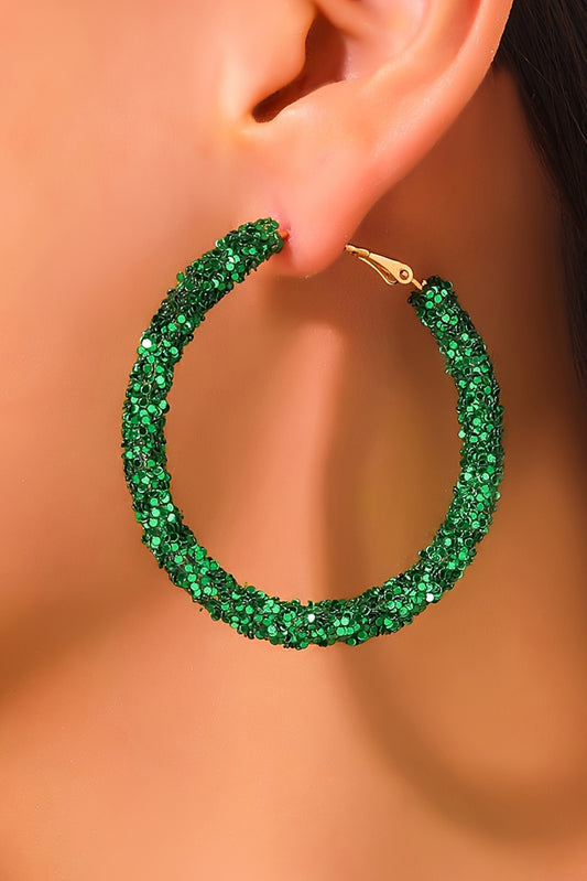 Dark Green St. Patrick’s Fashion Daring Sequin Loop Earrings