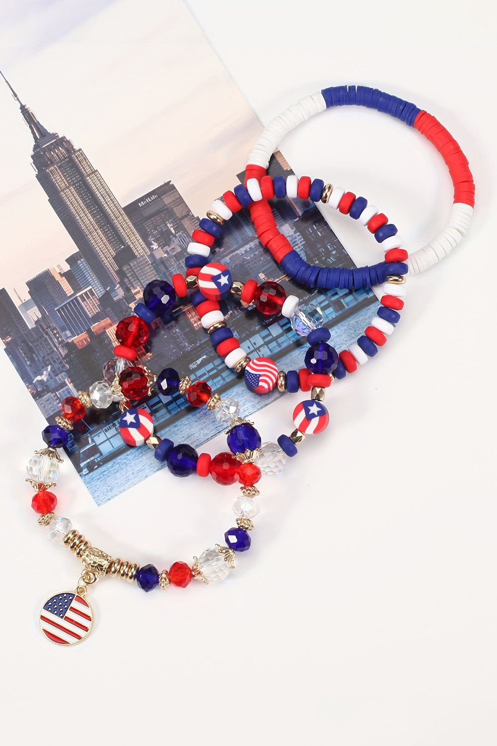 Fiery Red 4th of July Beaded Multilayered Bracelet