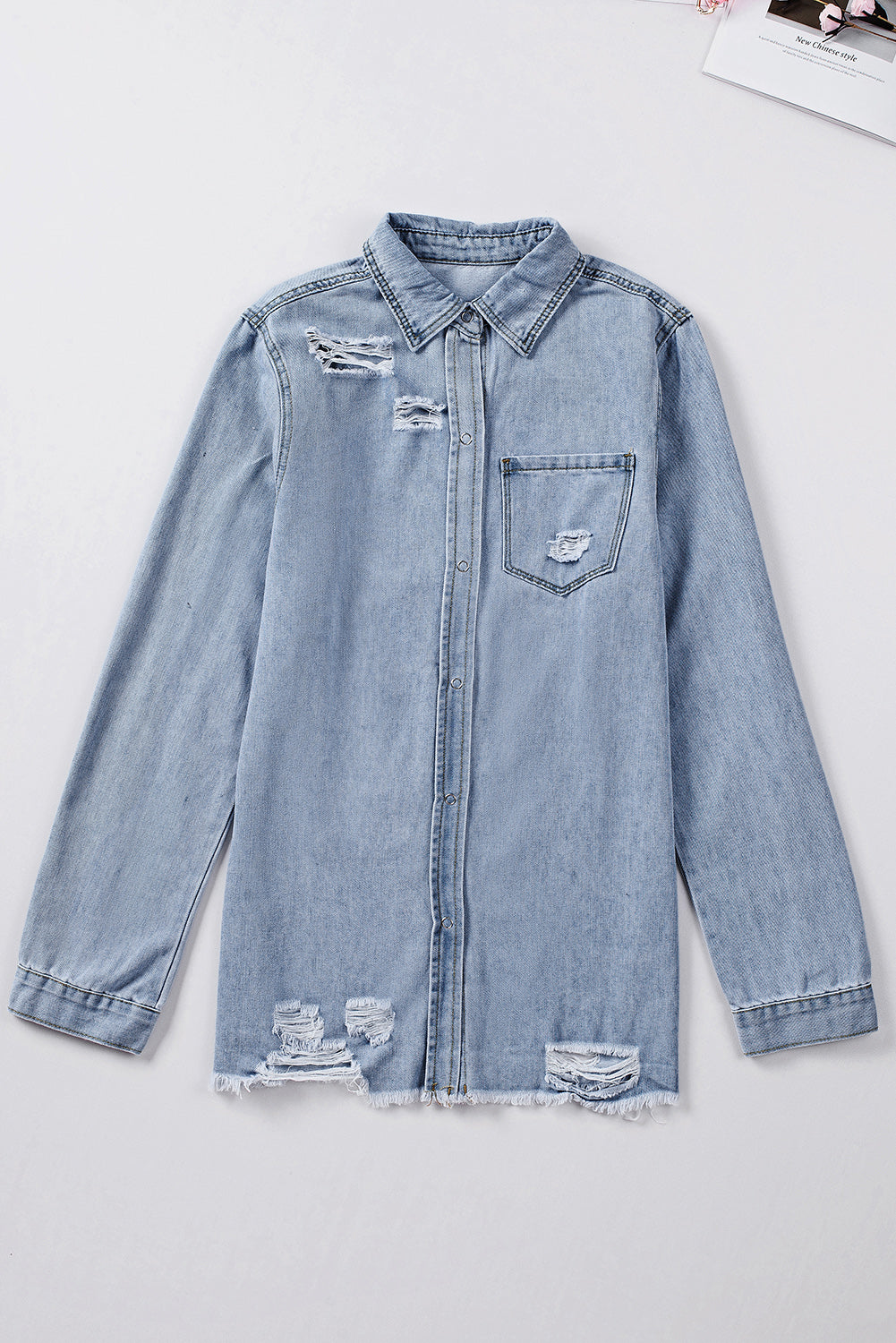 Blue Ripped Denim Jacket