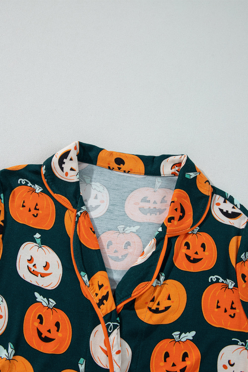 Black Halloween Pattern Short Sleeve Shirt Pajama Set