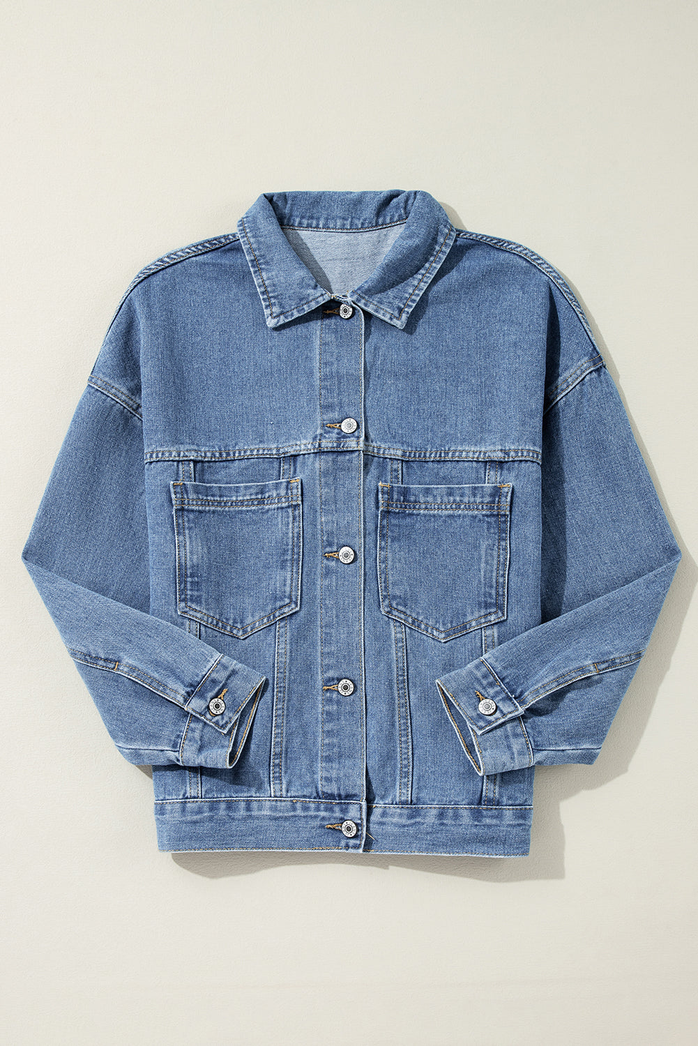 Wild Wind Washed Oversize Pocketed Denim Jacket