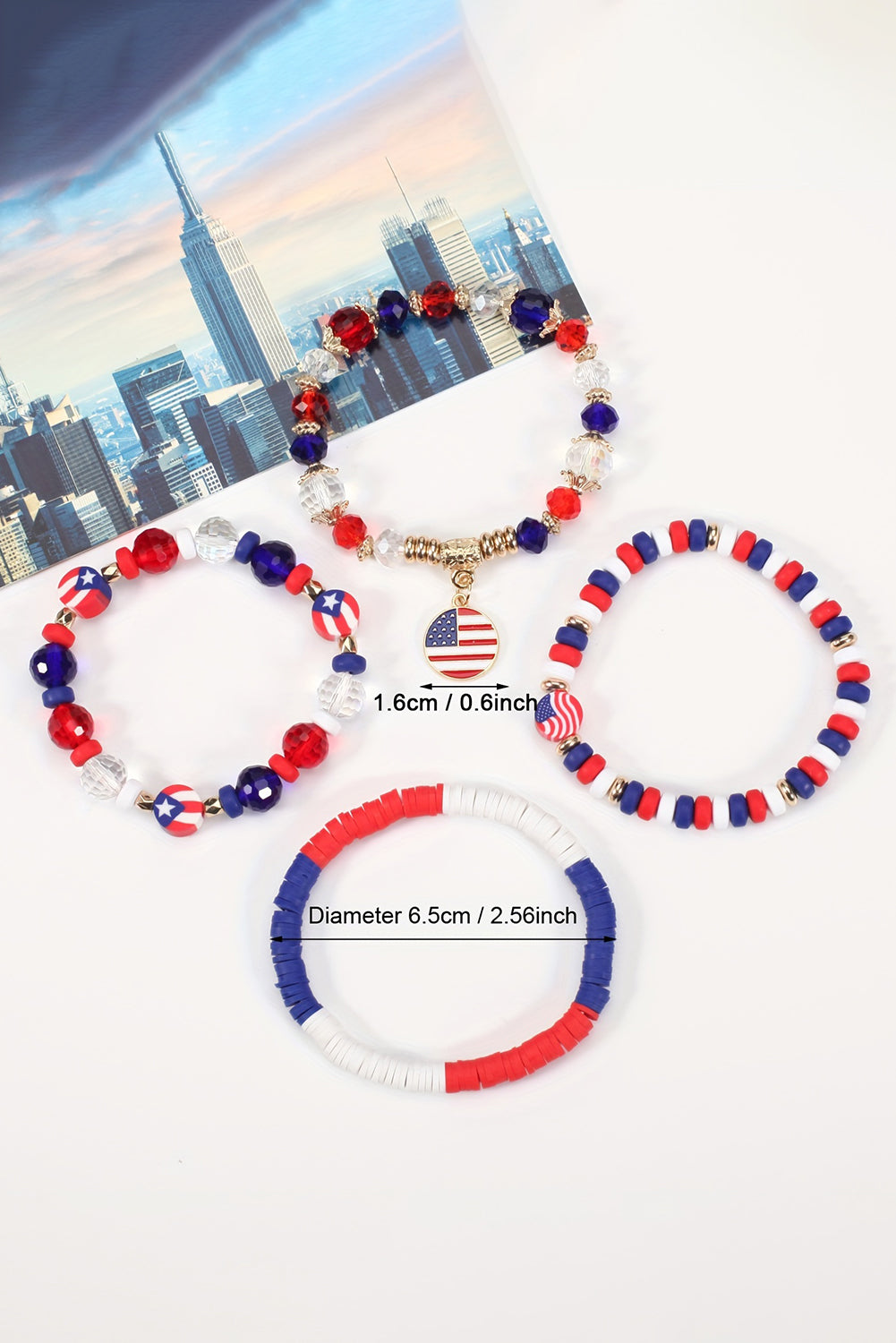 Fiery Red 4th of July Beaded Multilayered Bracelet