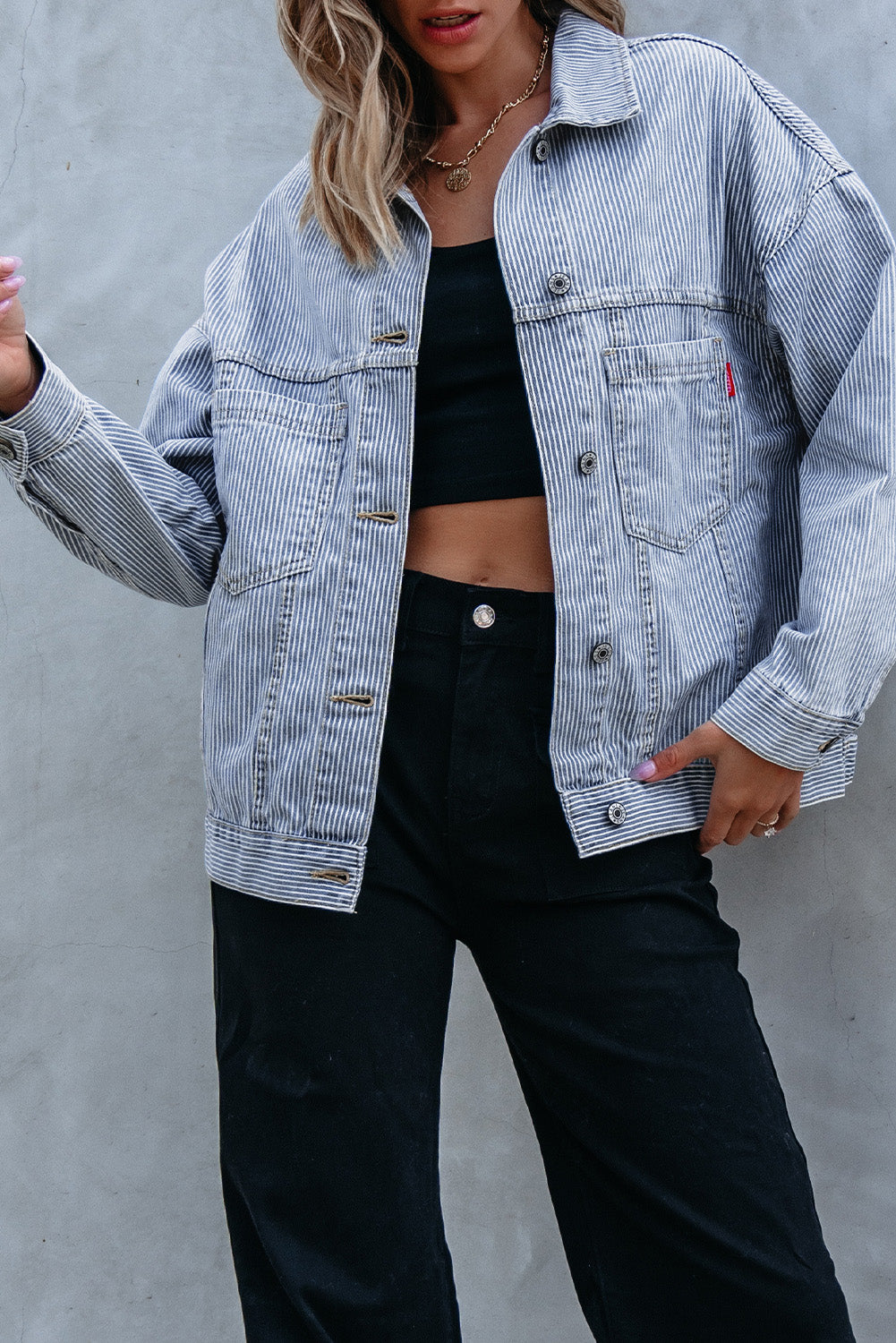 Wild Wind Washed Oversize Pocketed Denim Jacket