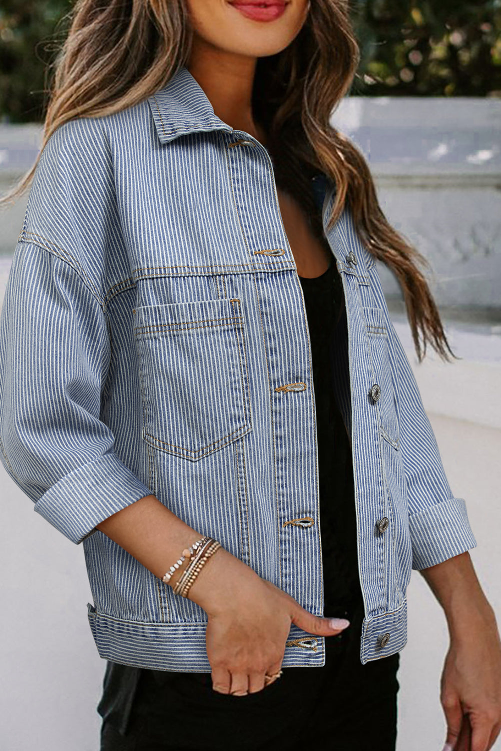 Wild Wind Washed Oversize Pocketed Denim Jacket