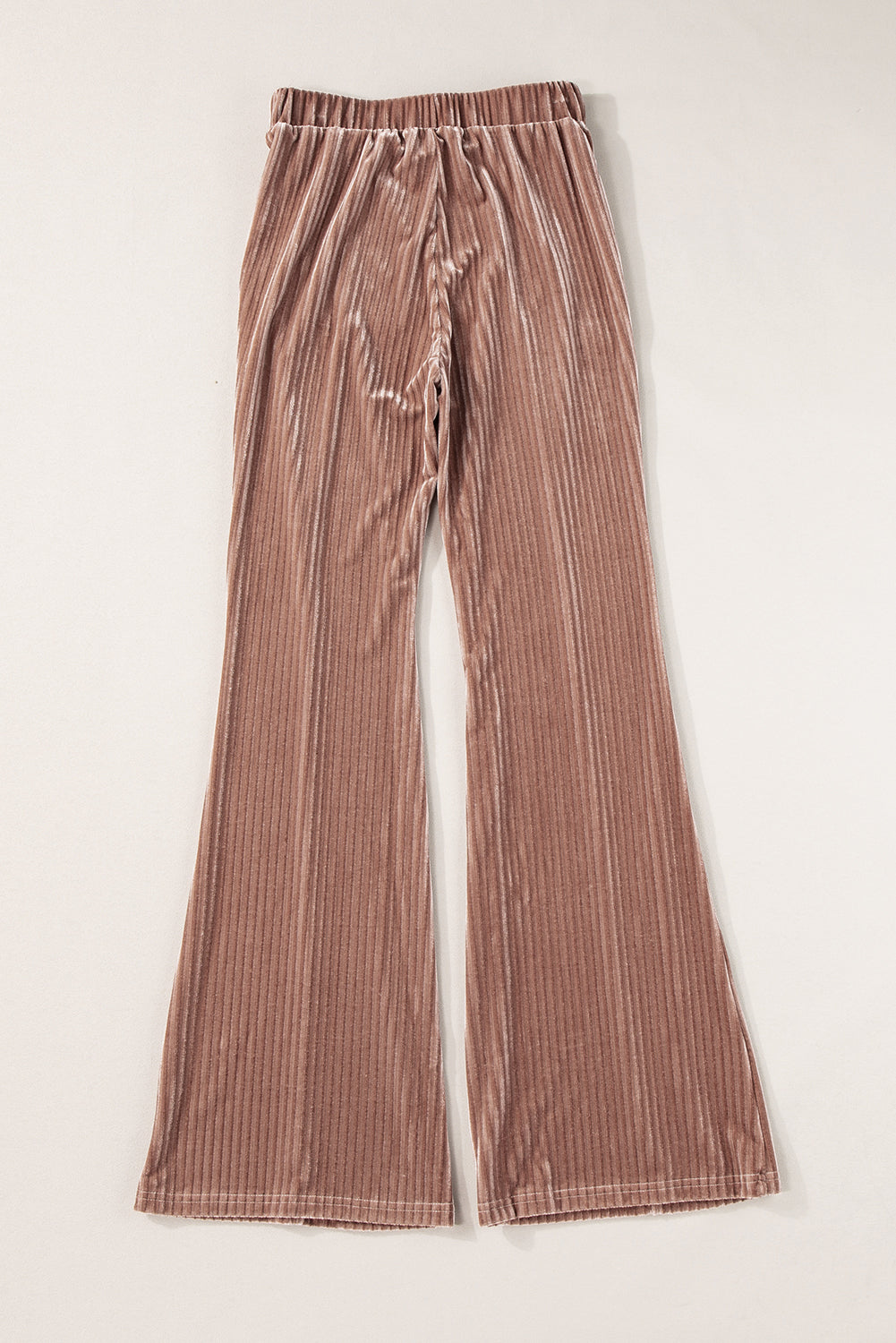 Black Solid Color High Waist Flare Corduroy Pants