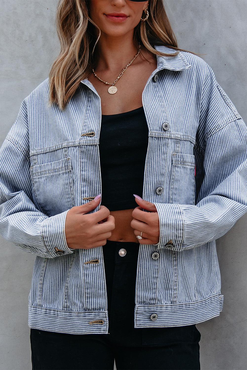 Wild Wind Washed Oversize Pocketed Denim Jacket