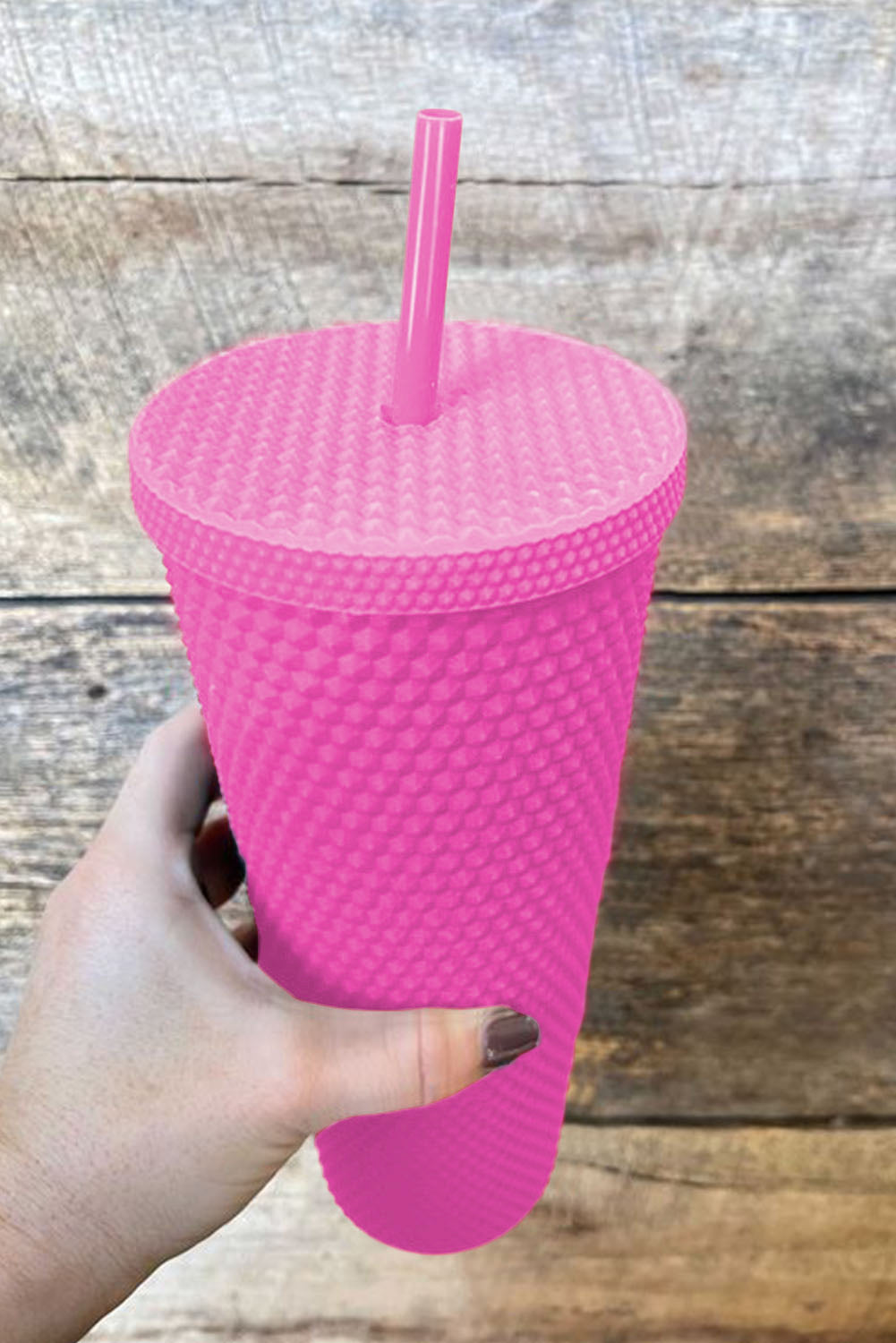 Matte Finish Diamond Textured Shell with Lid and Straw Tumblers