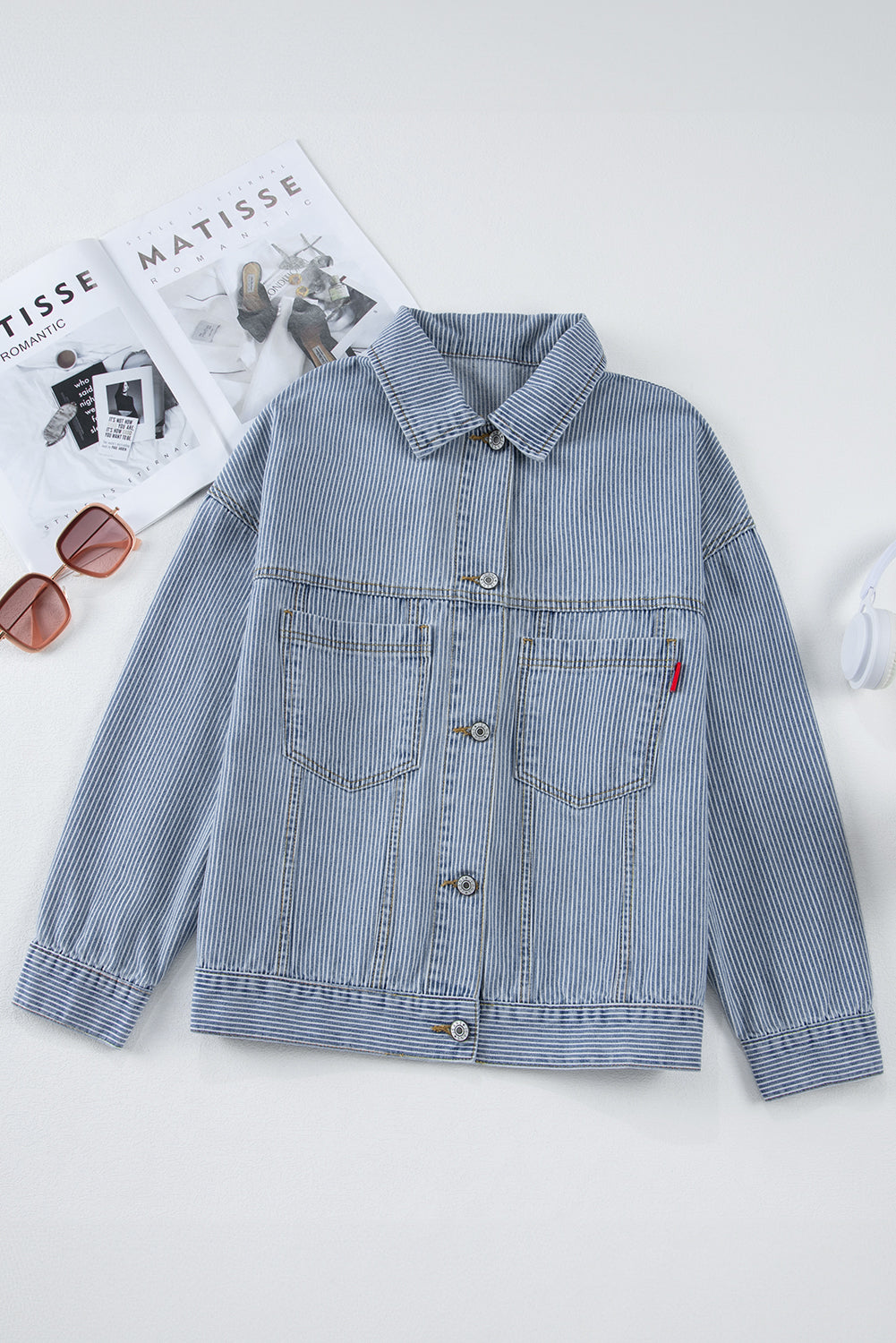 Wild Wind Washed Oversize Pocketed Denim Jacket